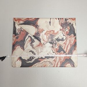 Marbled Leather Envelope Document Holder in Cream, Rust & Black